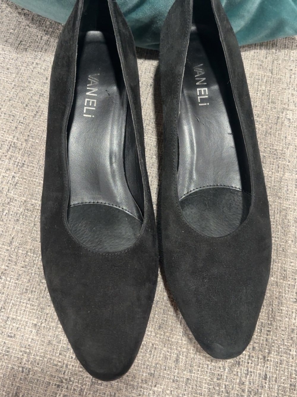 Vaneli Black Suede Pointed Toe Pumps